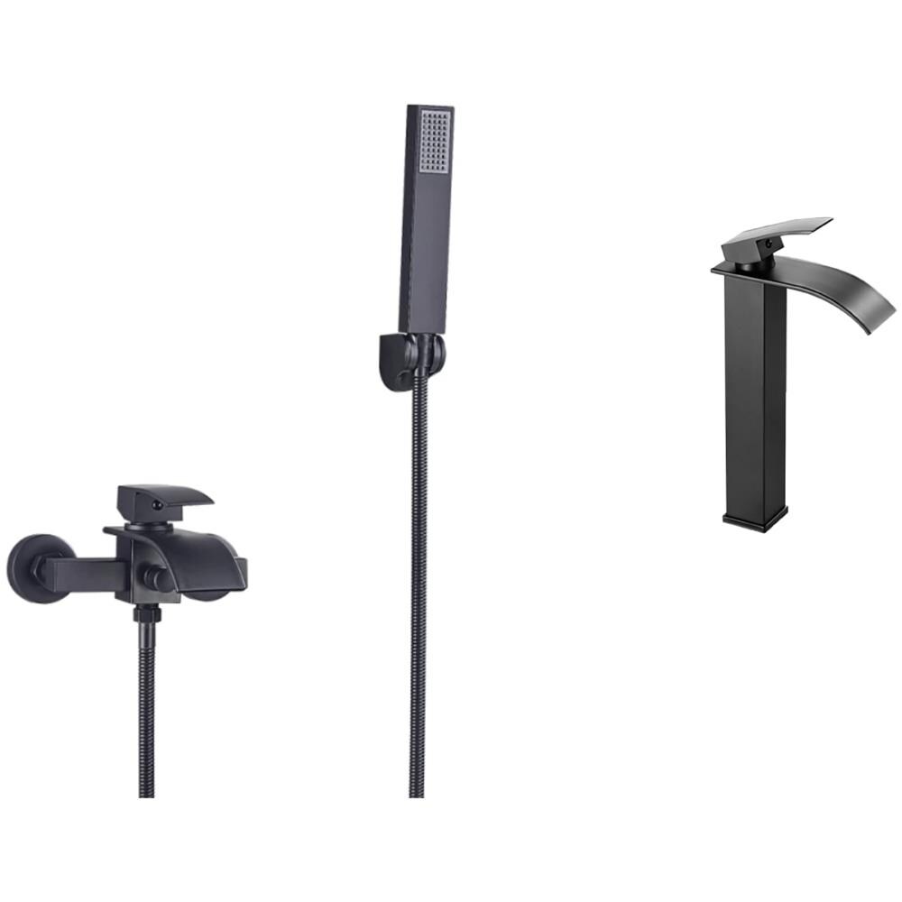 Set miscelatore per vasca e lavello, Blackswan, tipo M53, modello nero opaco, misura 20 cm - Foto 1