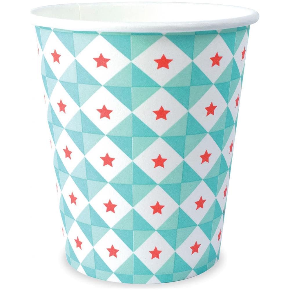 8 Tazze In Cartone Motivi Geometrici Verde Acqua 25 Cl Taglia Unica - Foto 1