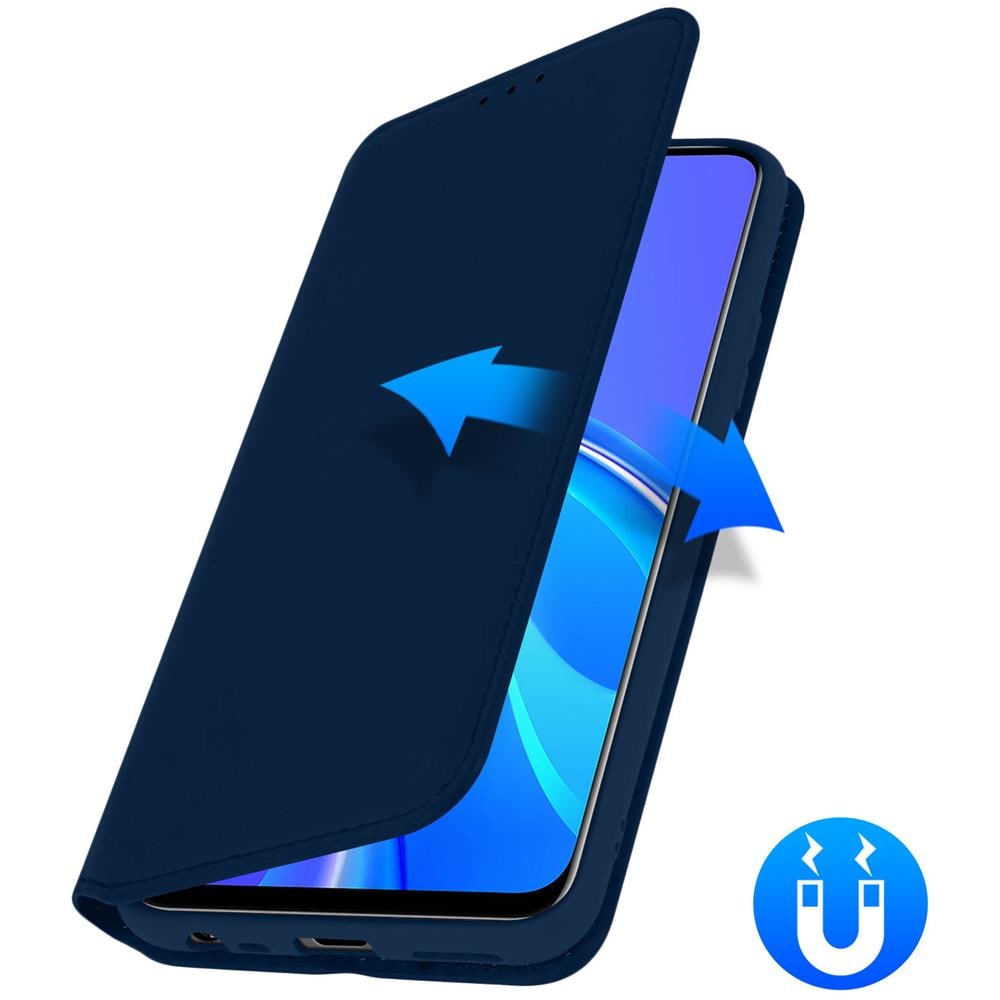Custodia Xiaomi Redmi 9 Portacarte Funzione Supporto Similpelle Liscia Blu - Foto 2