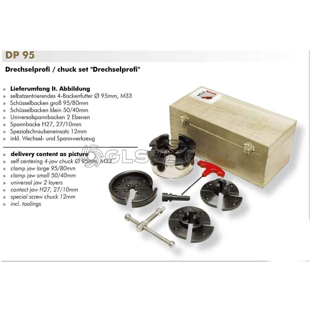 Kit Mandrino Professionale A 4 Griffe M33 X 3,5 Per Tornio Legno Holzmann Dp 95 - Foto 3