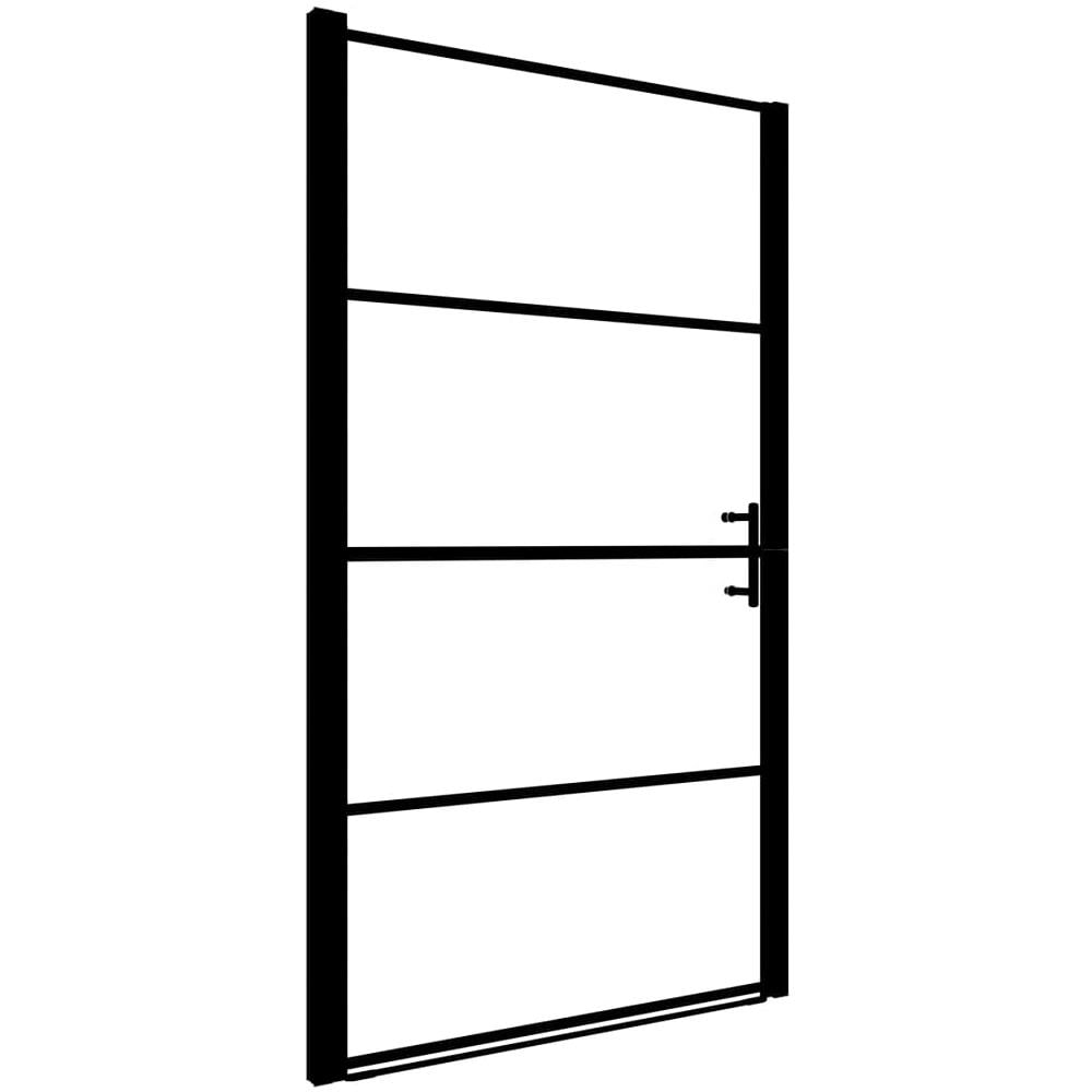 Porta Per Doccia In Vetro Temperato Smerigliato 81x195 Cm Nero - Foto 1
