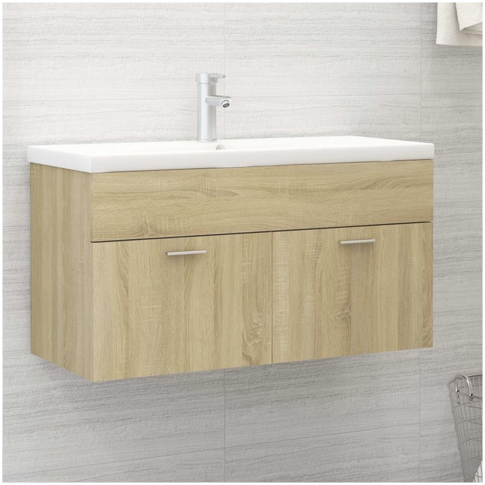 Mobile Sottolavabo Rovere Sonoma 90x38,5x46cm Legno Multistrato - Foto 1