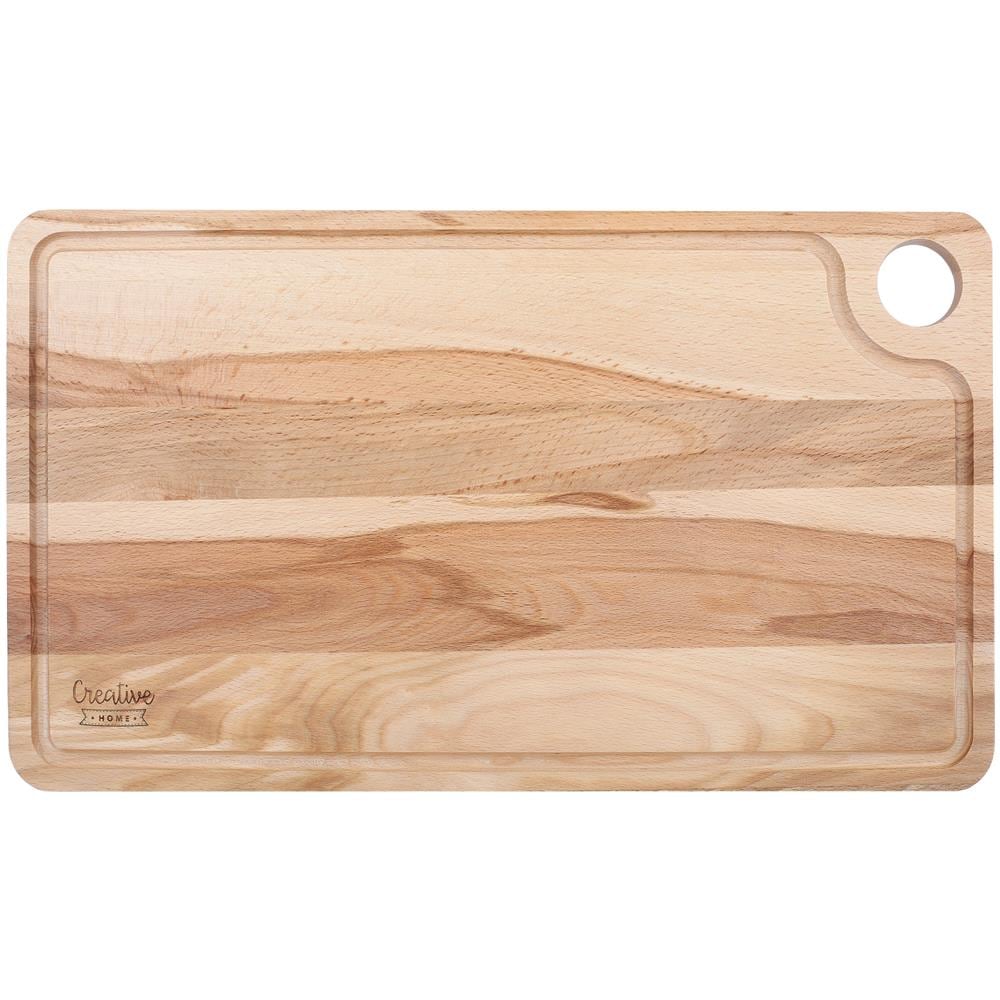 Tagliere Da Cucina In Legno Grande | 42 X 24,5 X 1,5 Cm | Fessura Per Succhi Di Frutta | Ideale Per Aperitivo Pizza Pane Formaggi | Legno Di Faggio Naturale | Reversibile - Foto 1