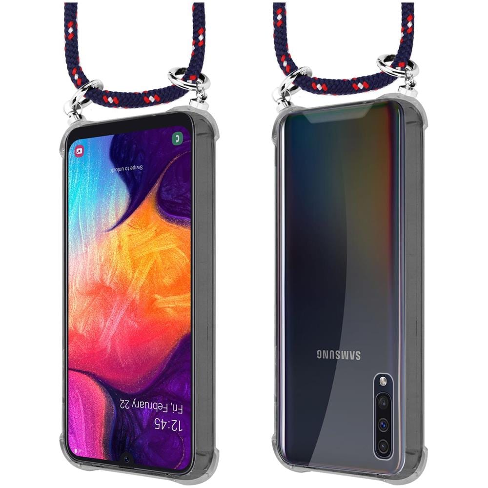 Catena Di Telefoni Cellulari Compatibile Con Samsung Galaxy A30s In Blu Rosso Bianco À Pois - Coperchio Protettivo In Silicone Con Anelli D'argento, Cinturino In Corda E Custodia Staccabile - Foto 8