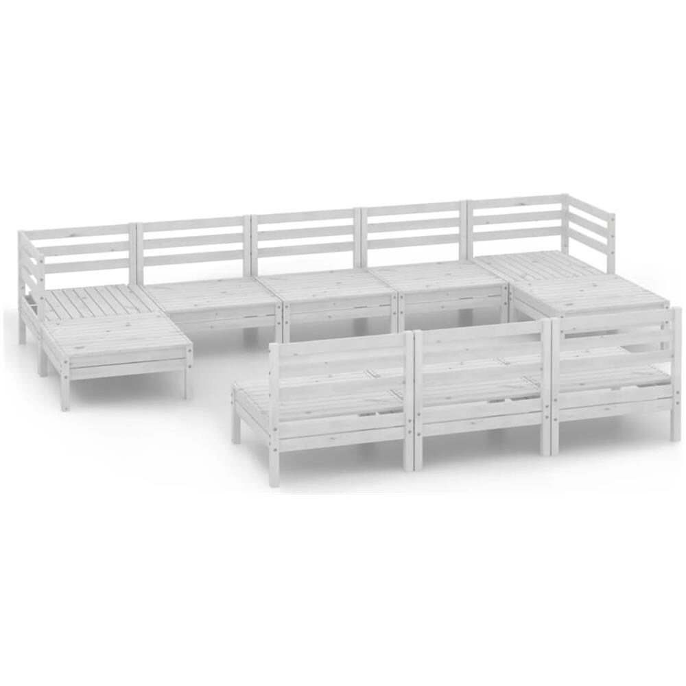 Set Divani Da Giardino 10 Pz Bianco In Legno Massello Di Pino - Foto 2