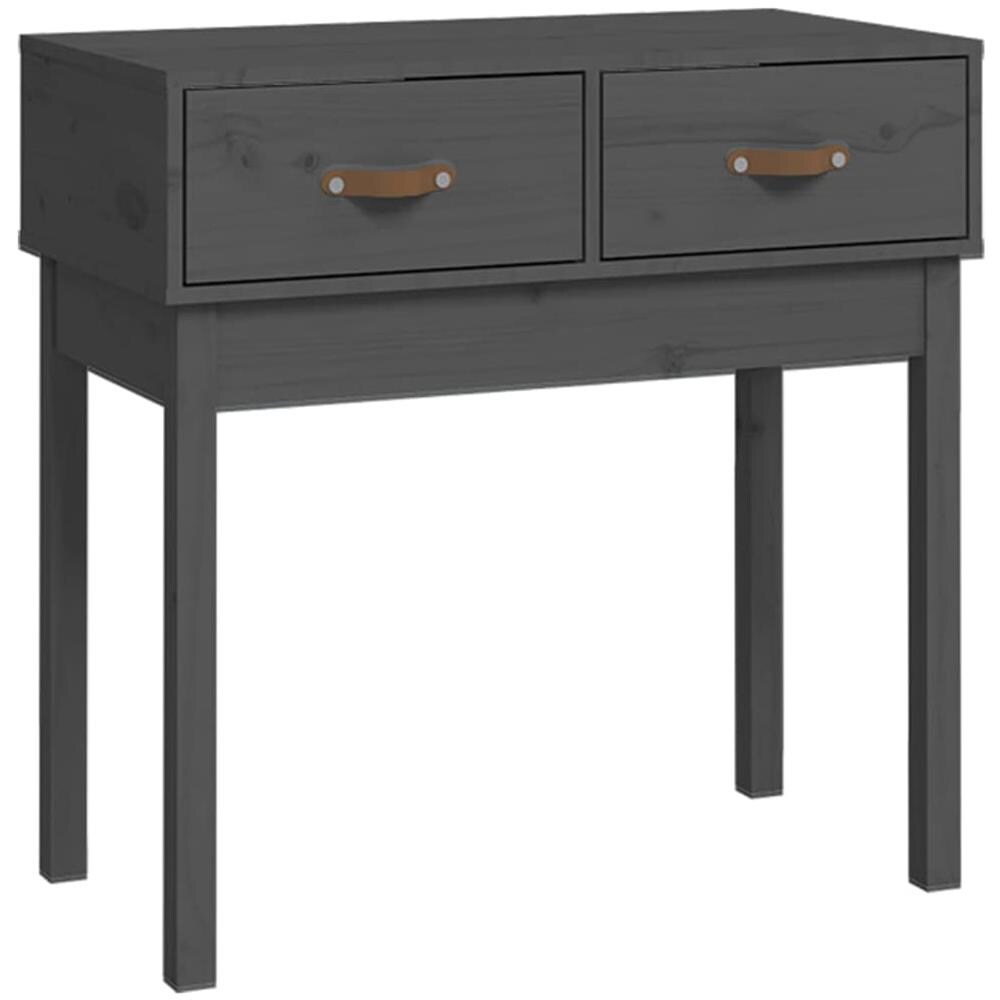 Tavolo Consolle Grigio 76,5x40x75 Cm In Legno Massello Di Pino - Foto 2