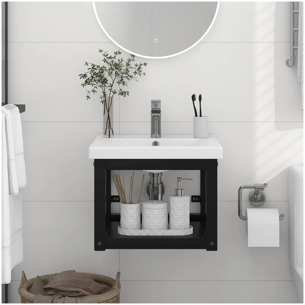 Struttura Per Lavabo A Parete Nera 40x38x31 Cm In Ferro - Foto 1