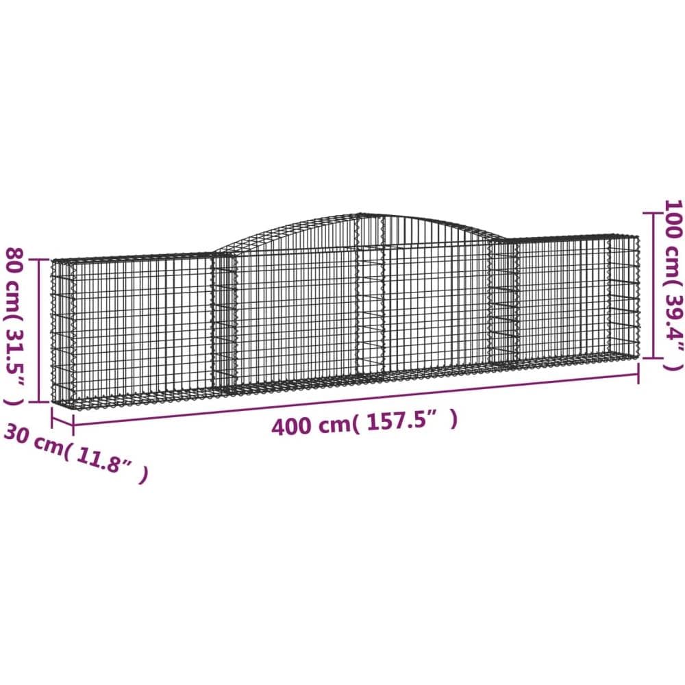 Cesti Gabbioni Ad Arco 10 Pz 400x30x80/100 Cm Ferro Zincato - Foto 5