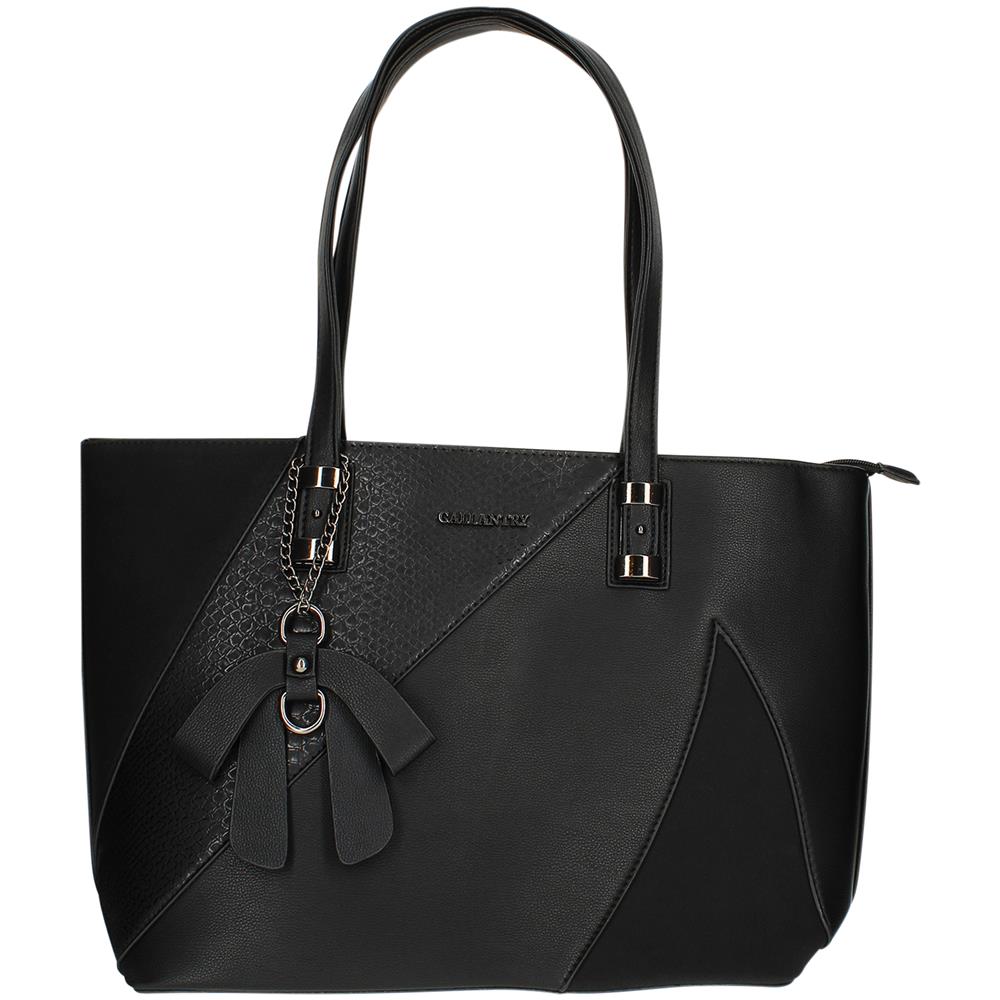 Borsa Shopper Scamosciata Con Stampa Serpente - Paris - Nera - Foto 1