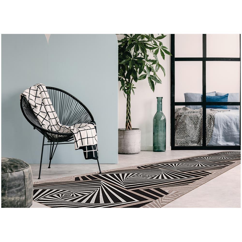 Tappeto Passatoia In Tessuto Jacquard Linea Emozioni Disegno Optical Nero 57x400 Nero - Foto 1