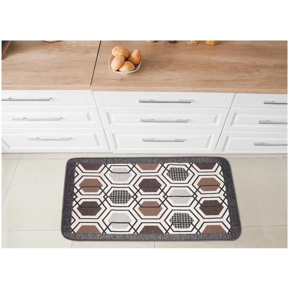 Tappeto Bagno Doccia Antiscivolo Mod. Vietri Tappetino Super Assorbente Cotone Pelo Corto 60x170 Marrone - Foto 5