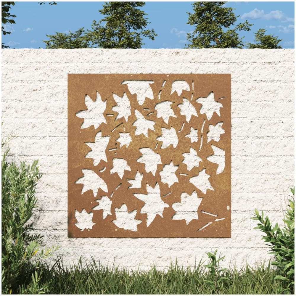 Decorazione Muro Giardino 55x55 Cm Foglia Acero Acciaio Corten - Foto 1