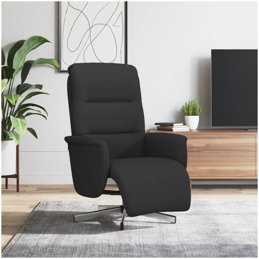 Poltrona Reclinabile Con Poggiapiedi Nera In Tessuto - Foto 1