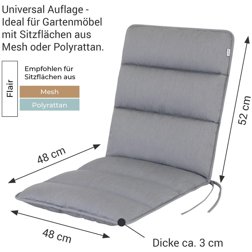 Cuscino per sedia bassa FLAIR - 100x48 cm - Grigio Chiaro - Set da 2 - Foto 2