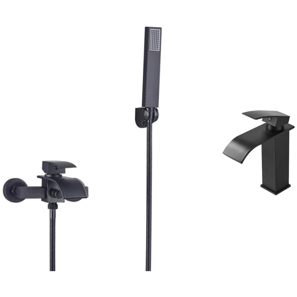 Set miscelatore per vasca e lavello, Blackswan, tipo M52, modello nero opaco, misura 20 cm - Foto 1