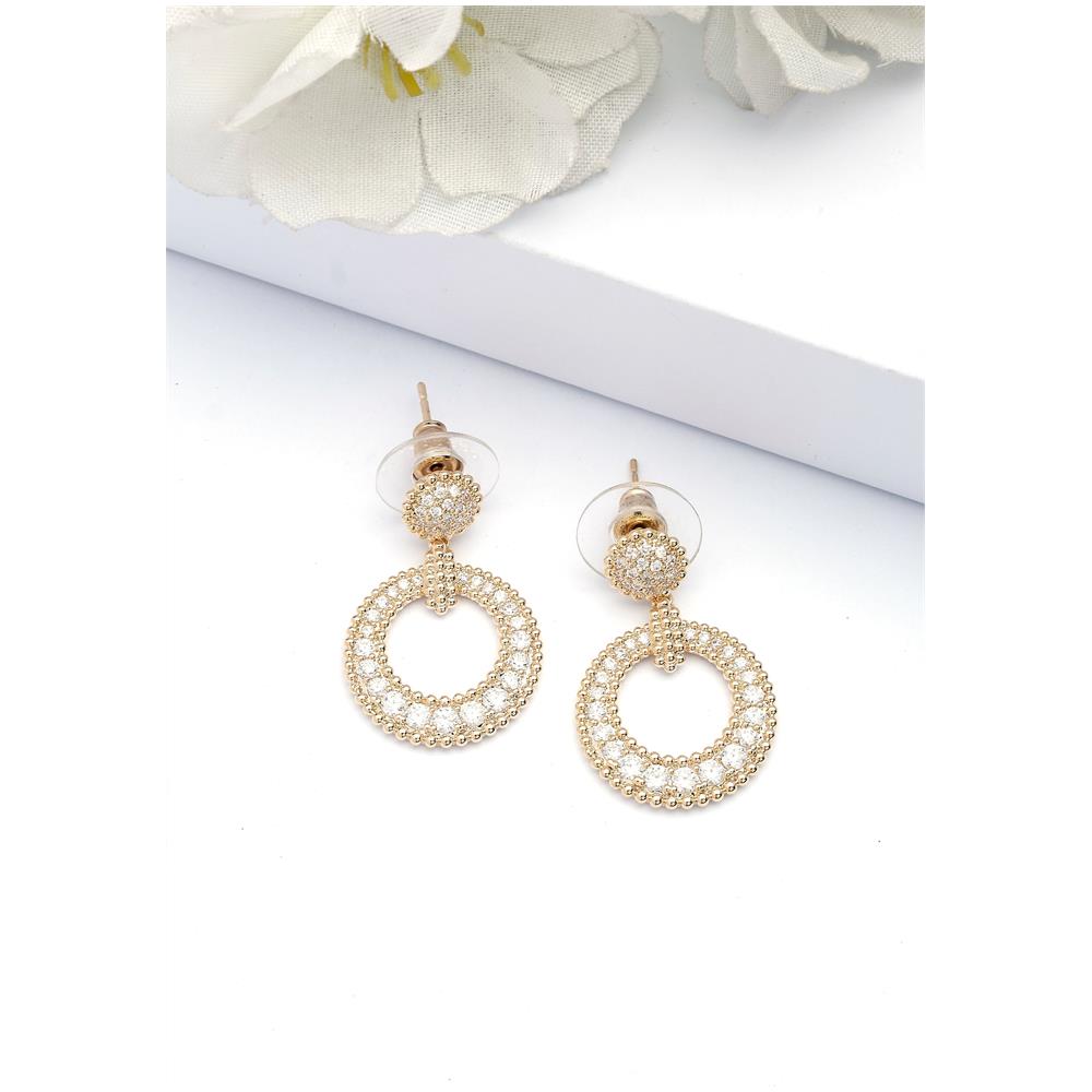 Orecchini a Goccia Circolari Color Oro - Foto 1