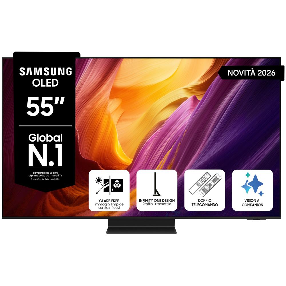 OLED AI TV 55" QE55S95HFTXZT 4K, Processore NQ4 AI Gen3, 4K AI Upscaling Pro, Glare Free, OLED HDR Pro, Motion Xcelerator 165Hz, Dolby Atmos & OTS+, Infinity One Design, Vision AI Smart TV, 2026 - Foto 1
