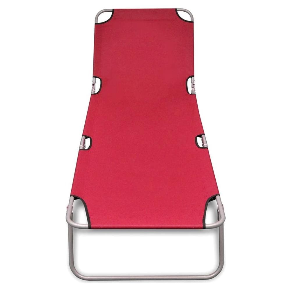 Lettino Prendisole Pieghevole Acciaio Verniciato Polvere Rosso - Foto 2