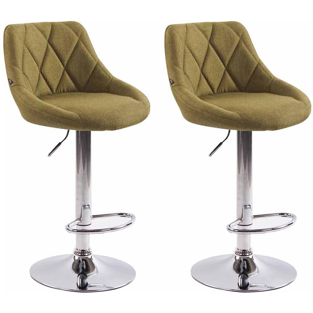 2X Sgabelli Design Lazio in Tessuto - Sedie Cucina Girevoli e Regolabili (83-104 cm) con Poggiapiedi I Sgabelli Bar Imbottiti (2 Pezzi) Verde - Foto 1