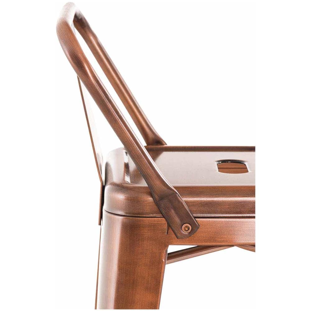 Sgabello Bar in Metallo Mason I Sgabello Alto Bancone Telaio 4 Gambe I Sgabello Industrial, H77CM I Sgabello Pub O Cucina con Schienale Rame - Foto 5