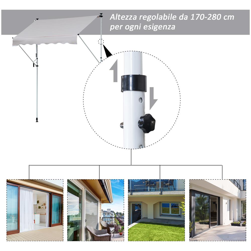Tenda Da Sole A Bracci Telescopica Con Manovella Metallo E Poliestere - Foto 2