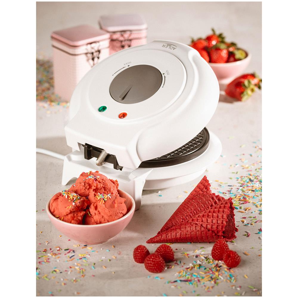 Waffle Maker Ad 3038 1500 W, Numero Di Pasticcini 1, Cono Di Ghiaccio, Bianco - Foto 13