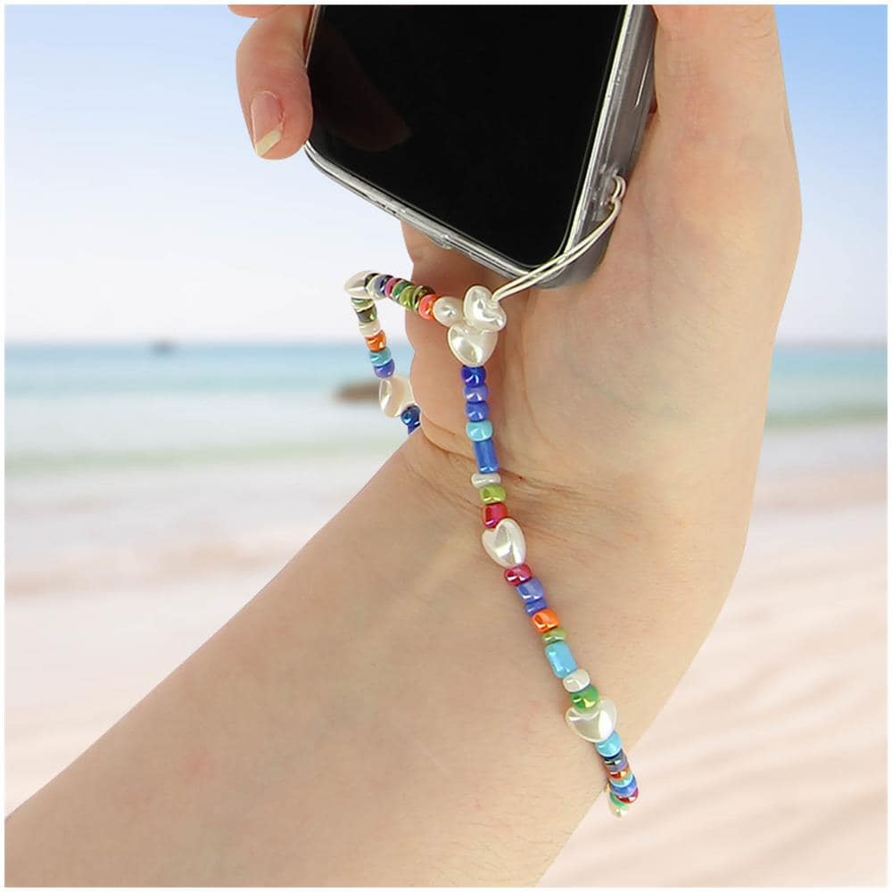 Bracciale Da Telefono Con Perle Multicolor E Cuori Bianchi Collezione Summer - Foto 2
