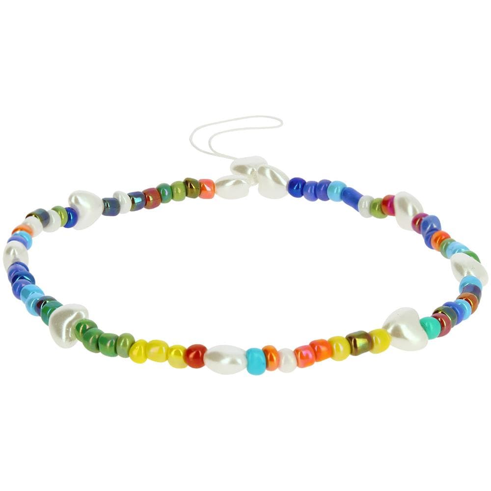Bracciale Da Telefono Con Perle Multicolor E Cuori Bianchi Collezione Summer - Foto 1