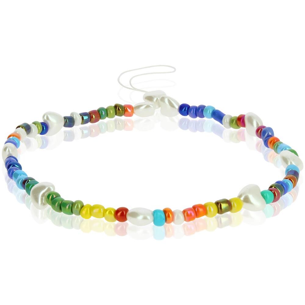 Bracciale Da Telefono Con Perle Multicolor E Cuori Bianchi Collezione Summer - Foto 5
