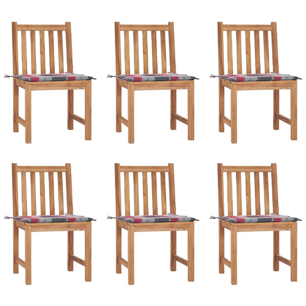 Sedie da Giardino 6 pz con Cuscini in Legno Massello di Teak - Foto 1