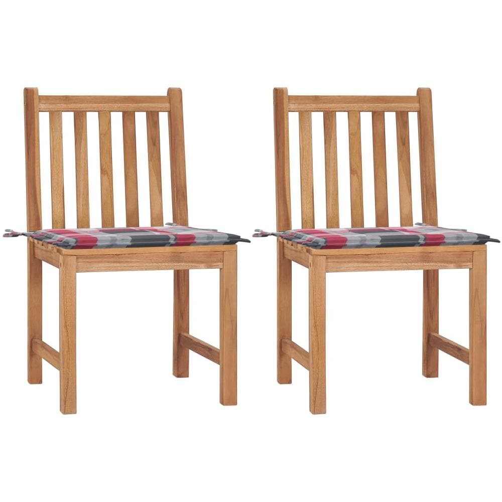 Sedie da Giardino 2 pz con Cuscini in Legno Massello di Teak - Foto 1