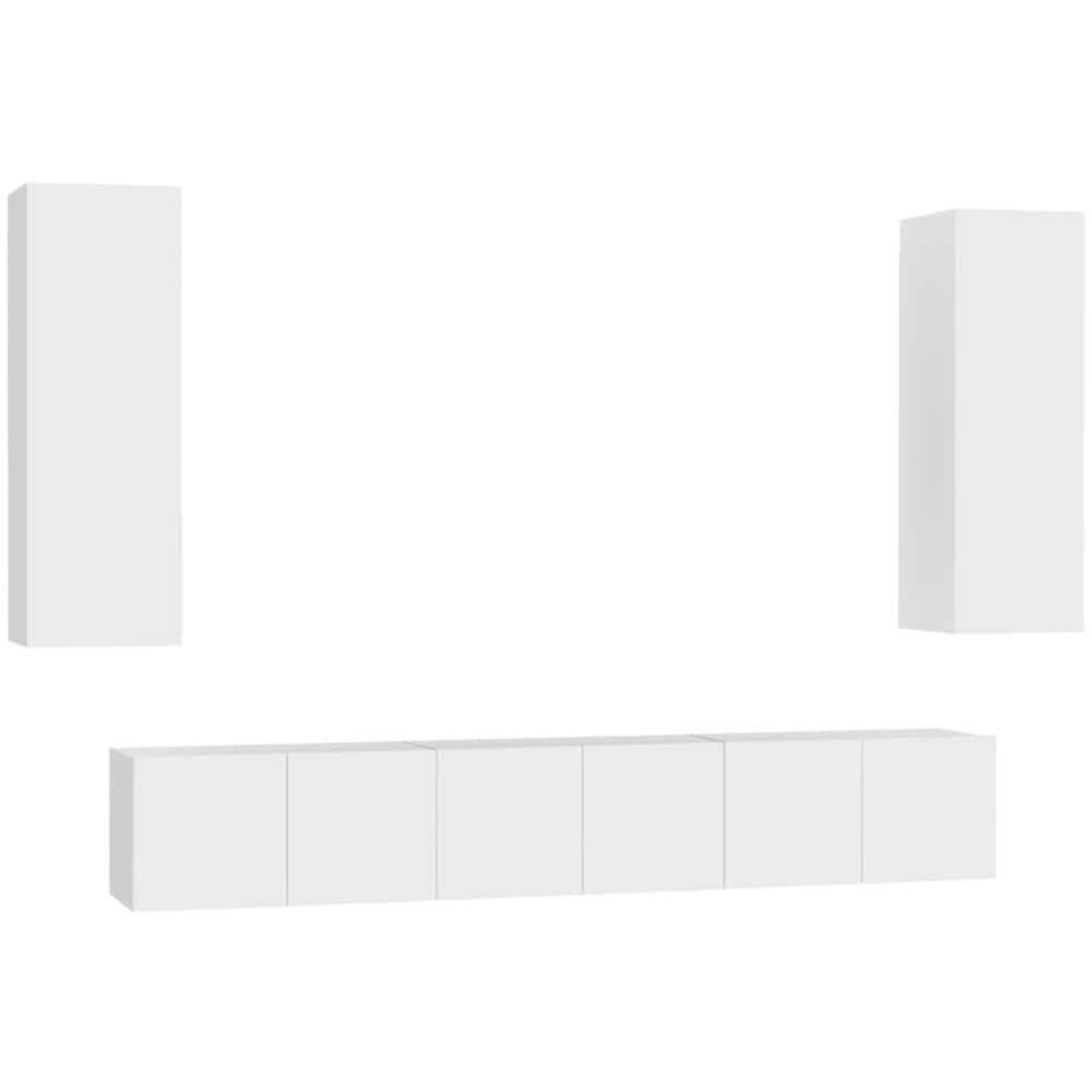 Set Mobili Porta TV 5 pz Bianco in Legno Multistrato - Foto 1