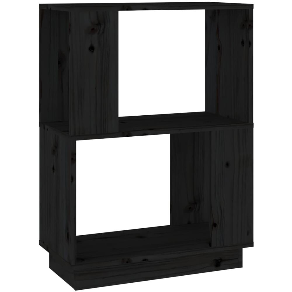 Libreria / divisorio Nero 51x25x70 Cm In Legno Massello Di Pino - Foto 2