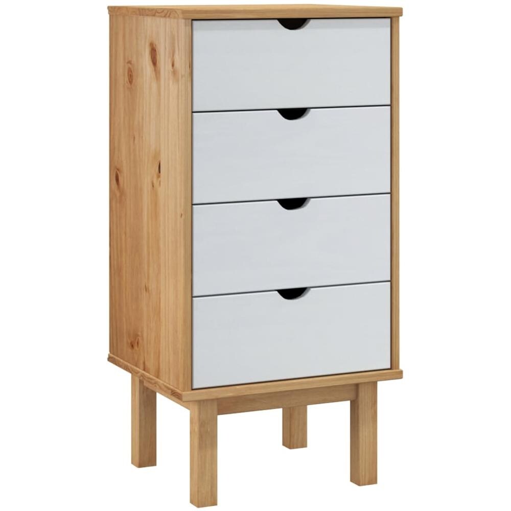 Cassettiera Marrone E Bianca 46x39,5x90 Cm Legno Massello Pino - Foto 2