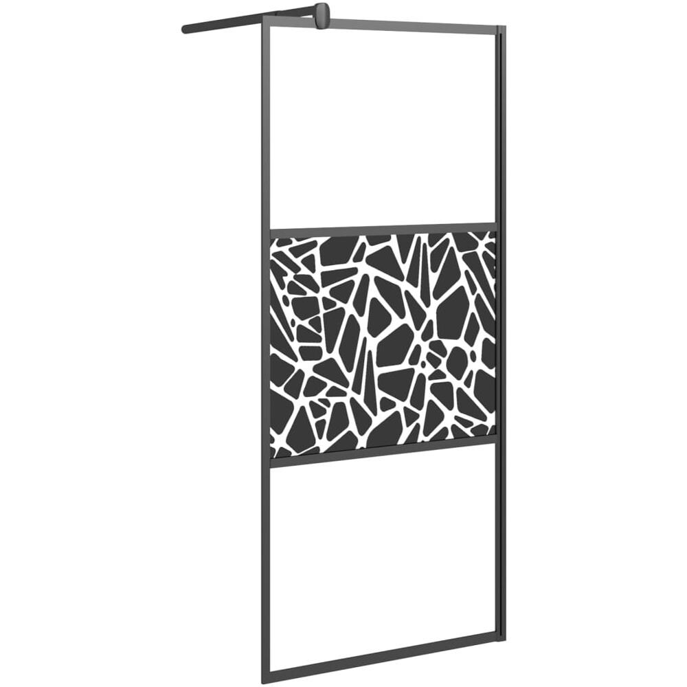 Parete Doccia Walk In 90x195cm Vetro Esg Con Design Pietre Nero - Foto 2