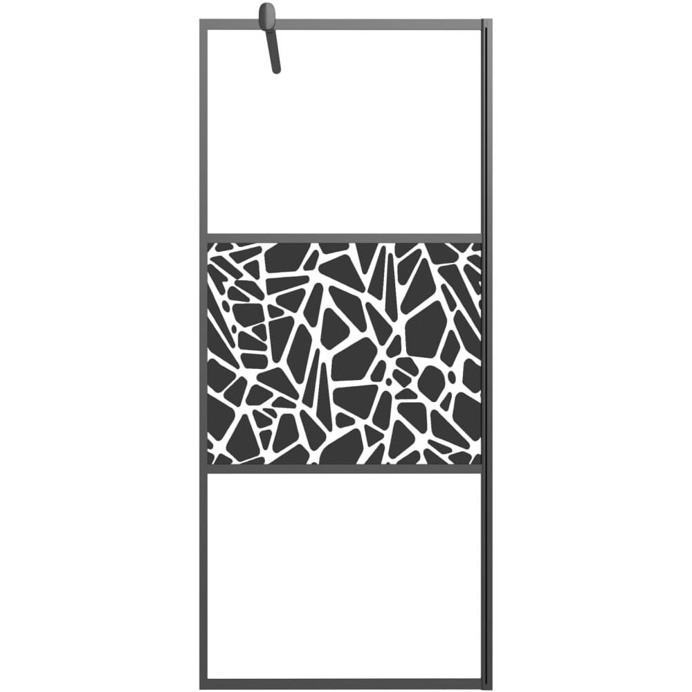 Parete Doccia Walk In 90x195cm Vetro Esg Con Design Pietre Nero - Foto 3