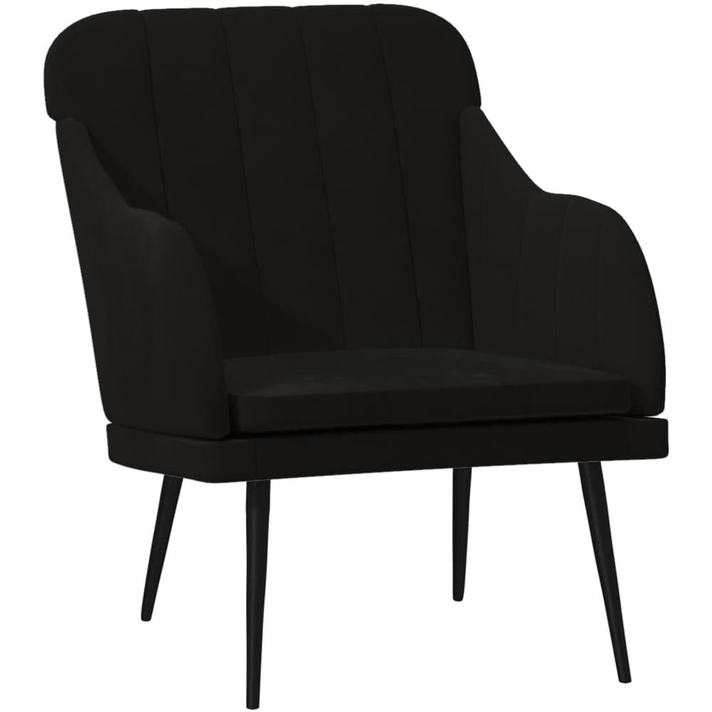 Poltrona Nera 63x76x80 Cm Velluto - Foto 2
