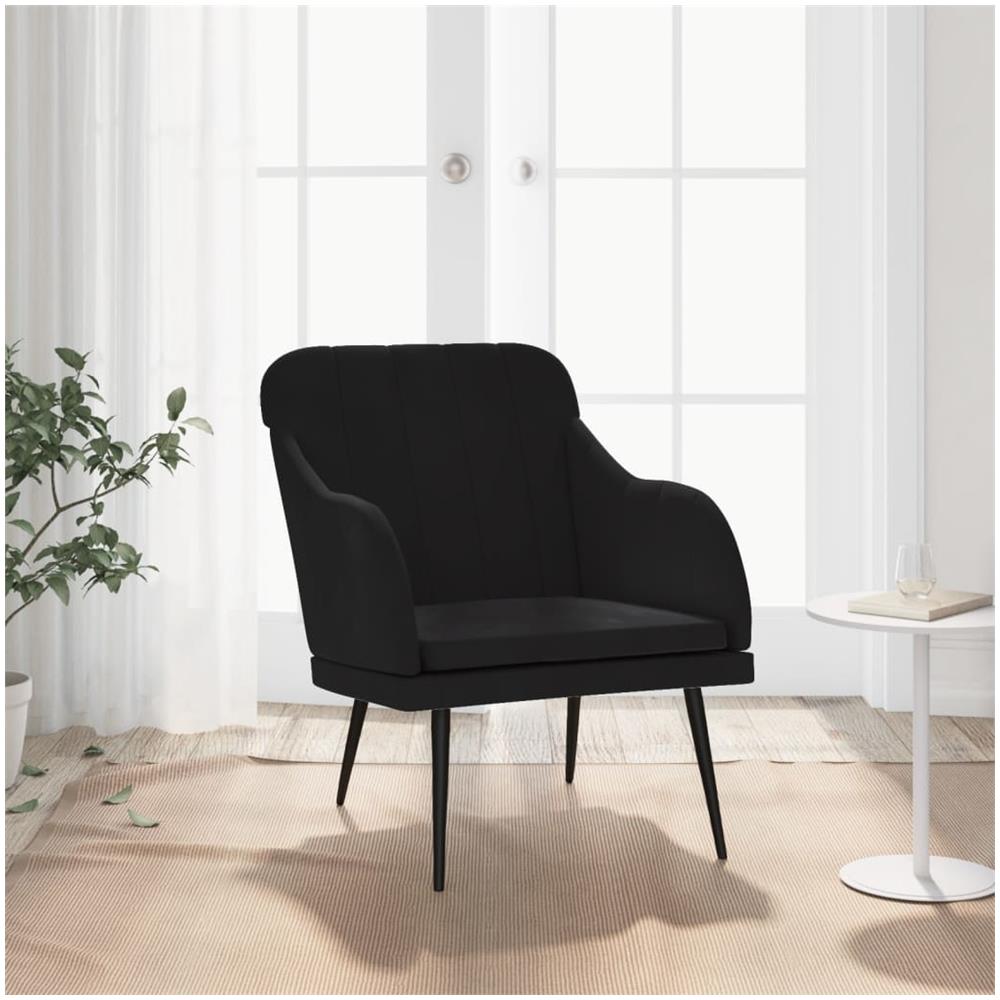 Poltrona Nera 63x76x80 Cm Velluto - Foto 1