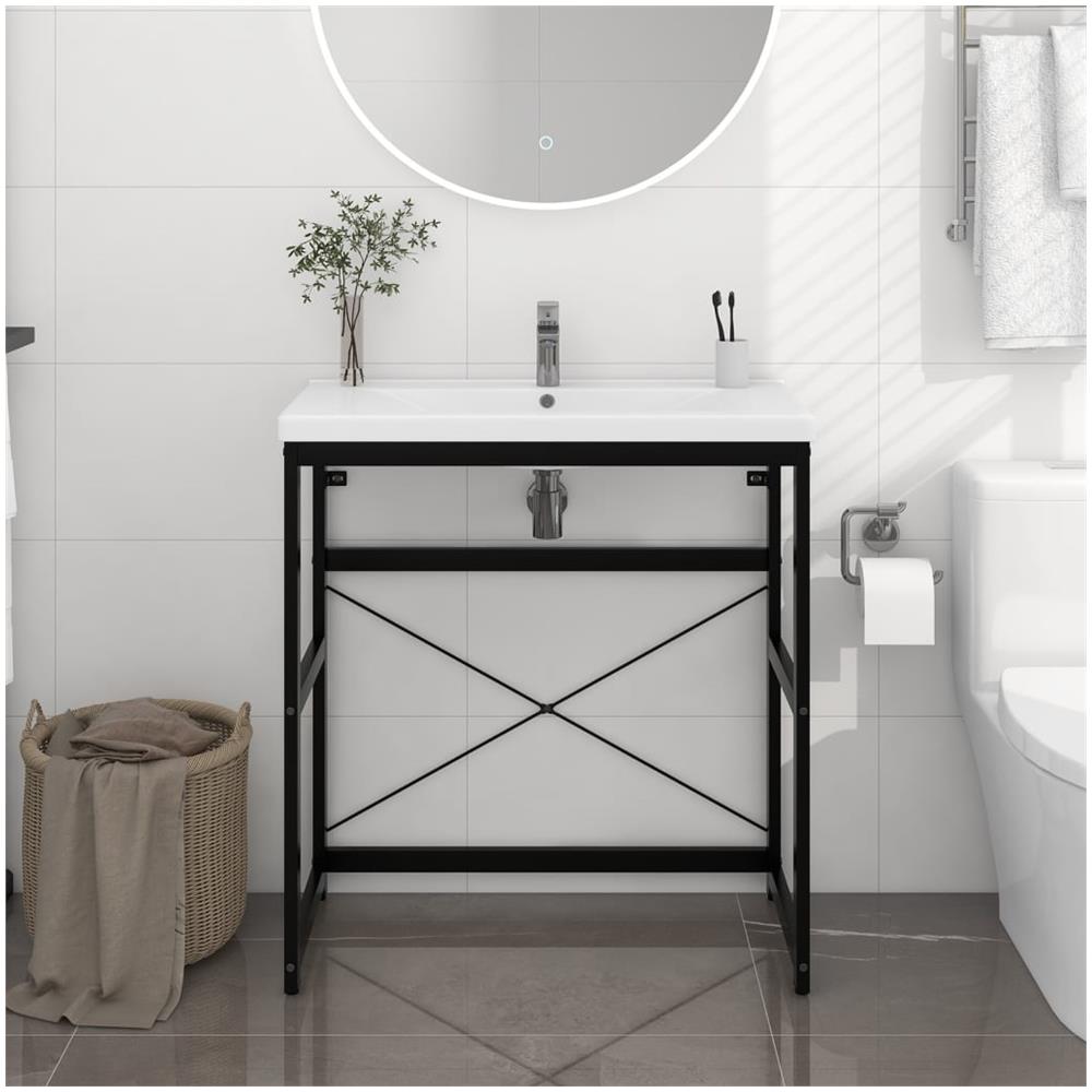 Struttura per Lavabo da Bagno Nera 79x38x83 cm in Ferro - Foto 1