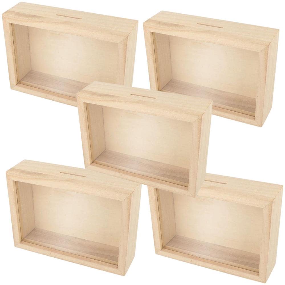 5 Salvadanai Con Cornice In Legno Da Personalizzare 12 X 17 Cm - Foto 1