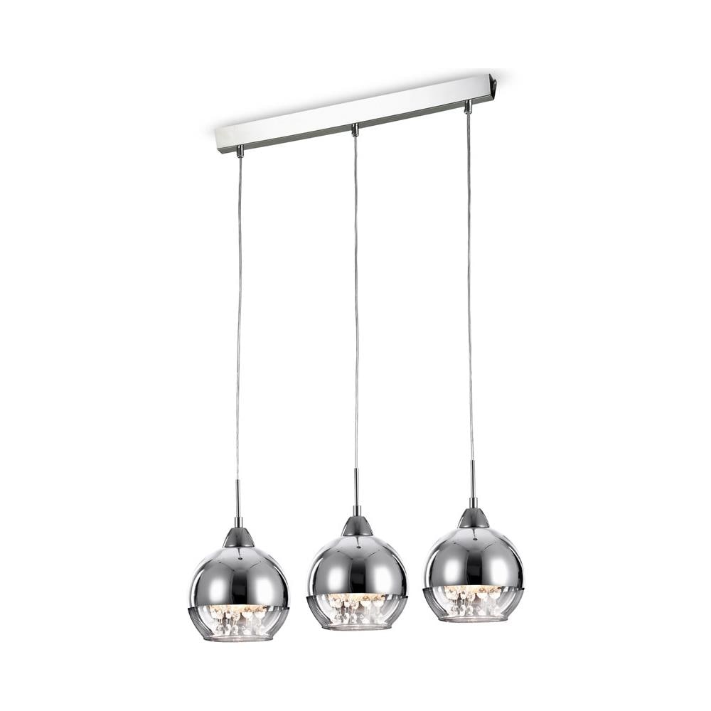 Lampadario Contemporaneo Iceberg Metallo Nichel 3 Luci Diffusori Vetro - Foto 1