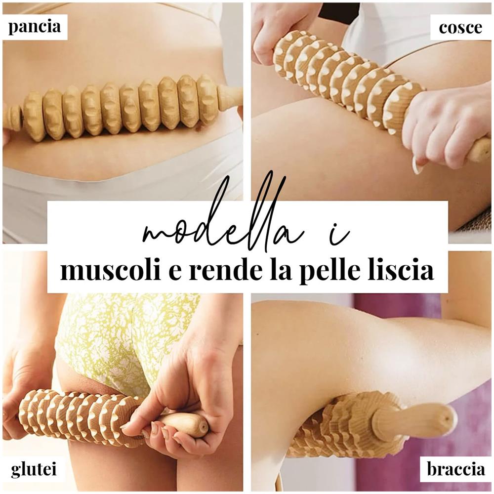 Massaggiatore Cellulite In Legno - Rullo Per Il Corpo Per Il Massaggio Linfodrenante In Maderoterapia - Foto 2