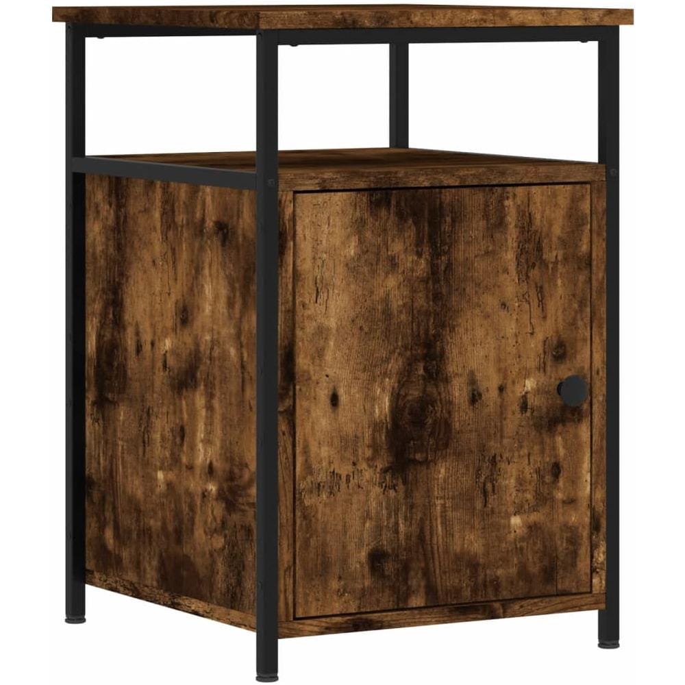 Comodini 2 Pezzi VidaXL Rovere Fumo 40x42x60 Cm - In Legno Multistrato E Ferro, Con Piedini Regolabili