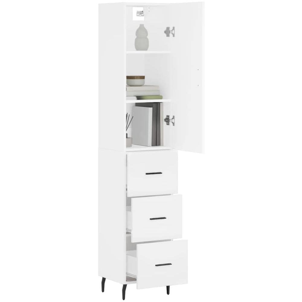Credenza Bianca 34,5x34x180 Cm In Legno Multistrato - Foto 3