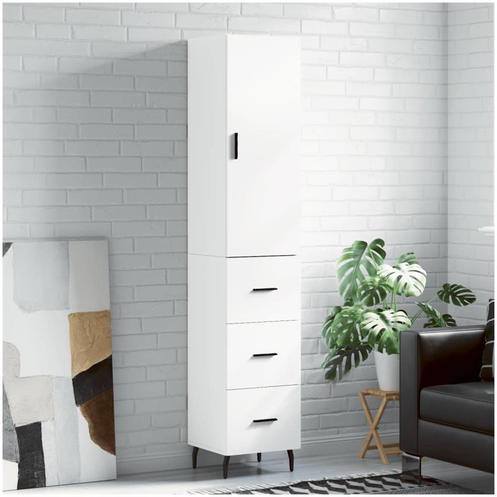 Credenza Bianca 34,5x34x180 Cm In Legno Multistrato - Foto 1