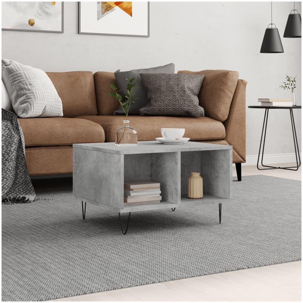 Tavolino Salotto Grigio Cemento 60x50x36,5 Cm Legno Multistrato - Foto 1