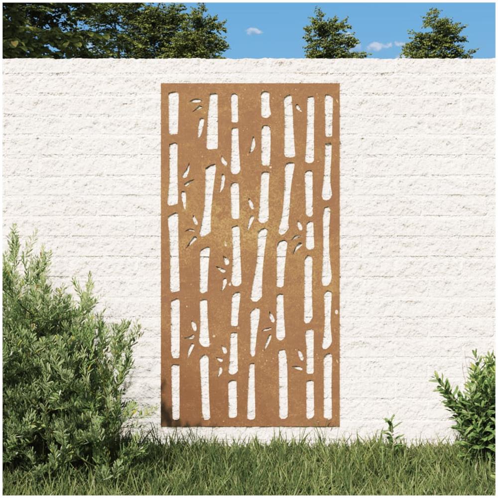Decorazione Muro Da Giardino 105x55 Cm Bambù In Acciaio Corten - Foto 1