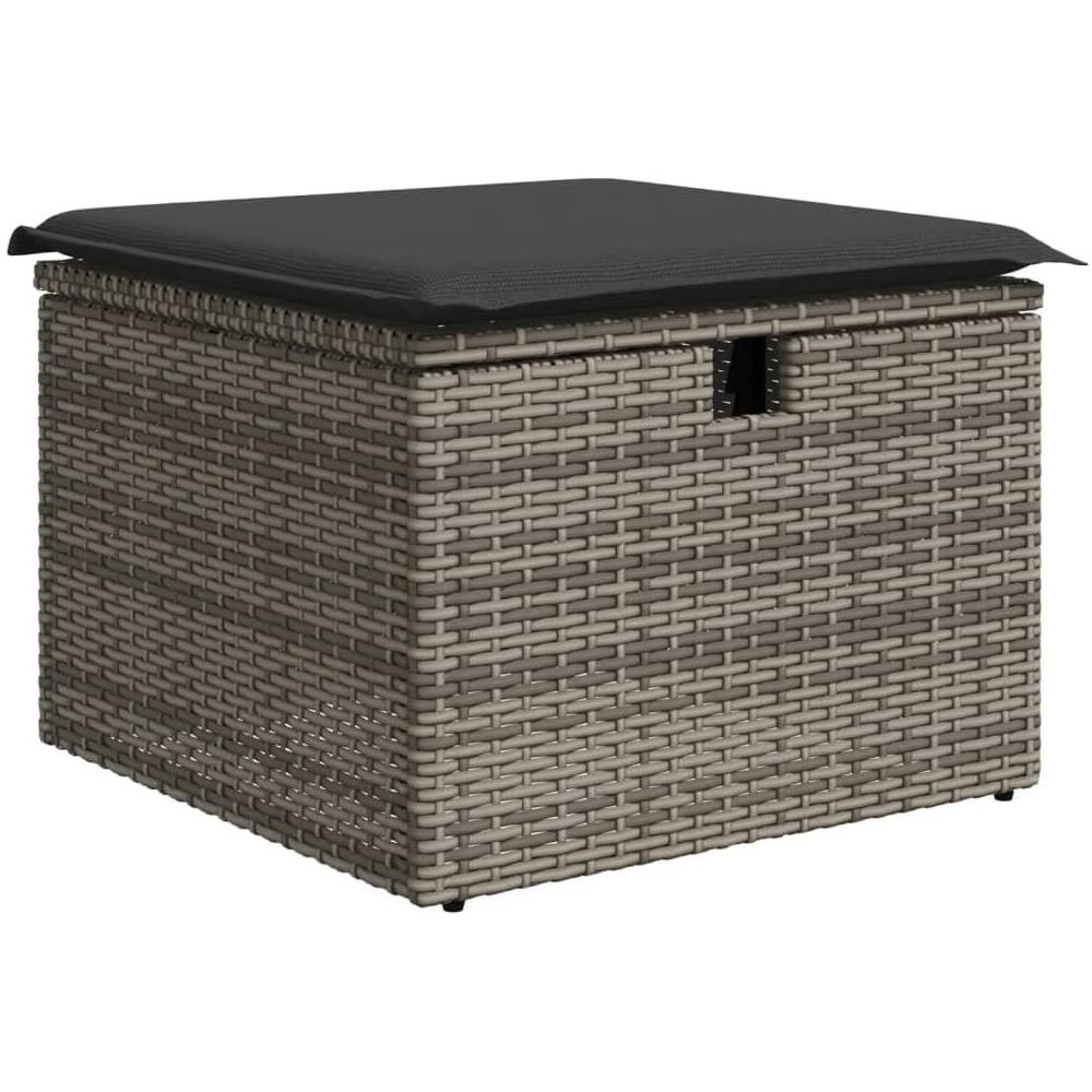 Sgabello Giardino con Cuscino Grigio 55x55x37 cm in Polyrattan - Foto 1