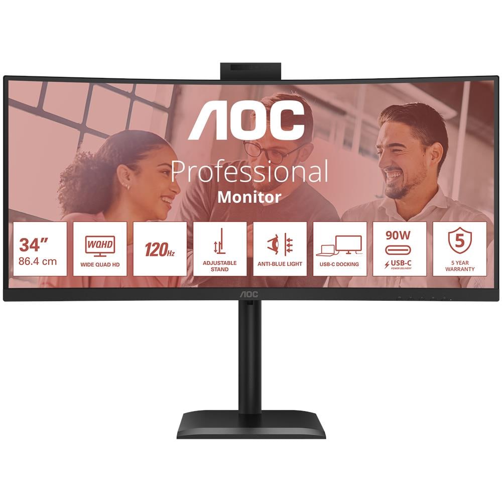 Monitor 34" VA Curvo CU34E4CW UltraWide Quad HD Tempo di risposta 4 ms - Foto 1