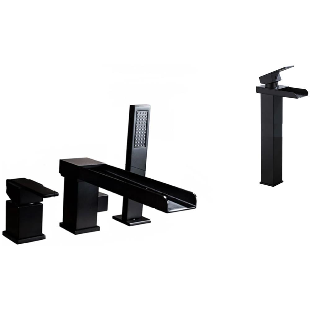 Set miscelatore per vasca e lavello, Blackswan, tipo M34, modello nero opaco, misura 25,5 cm - Foto 1